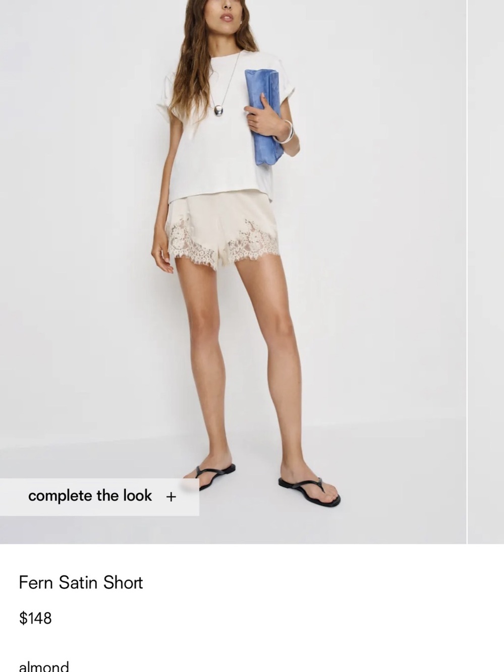 NWT Reformation Fern Satin Shorts Almond Size S Lace $148